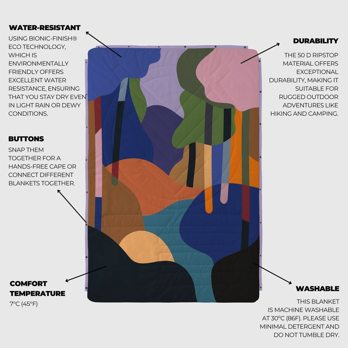 VOITED CloudTouch® Indoor/Outdoor Camping Blanket - Bubbly Forest Blankets VOITED