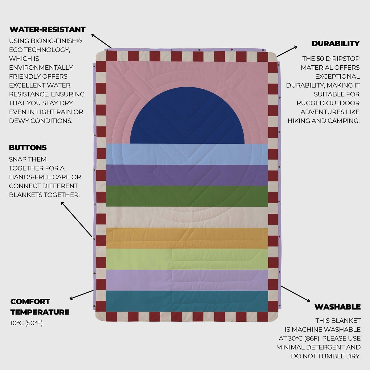 VOITED Fleece Outdoor Camping Blanket - Moon River Blankets VOITED