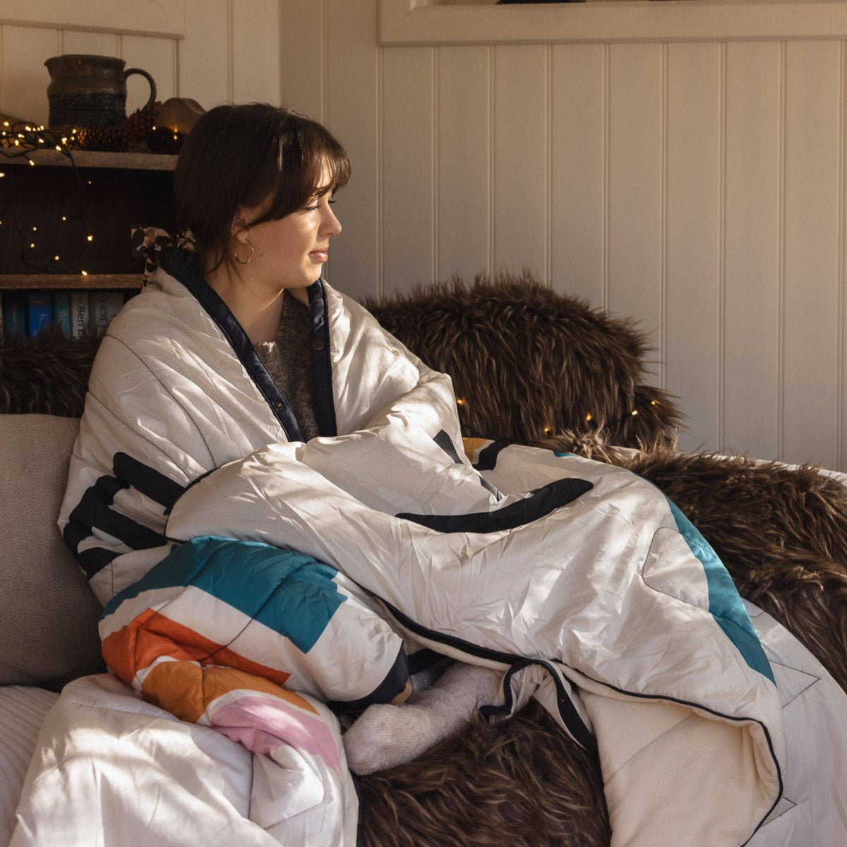 VOITED Fleece Outdoor Camping Blanket - Snowy Peak Blankets VOITED