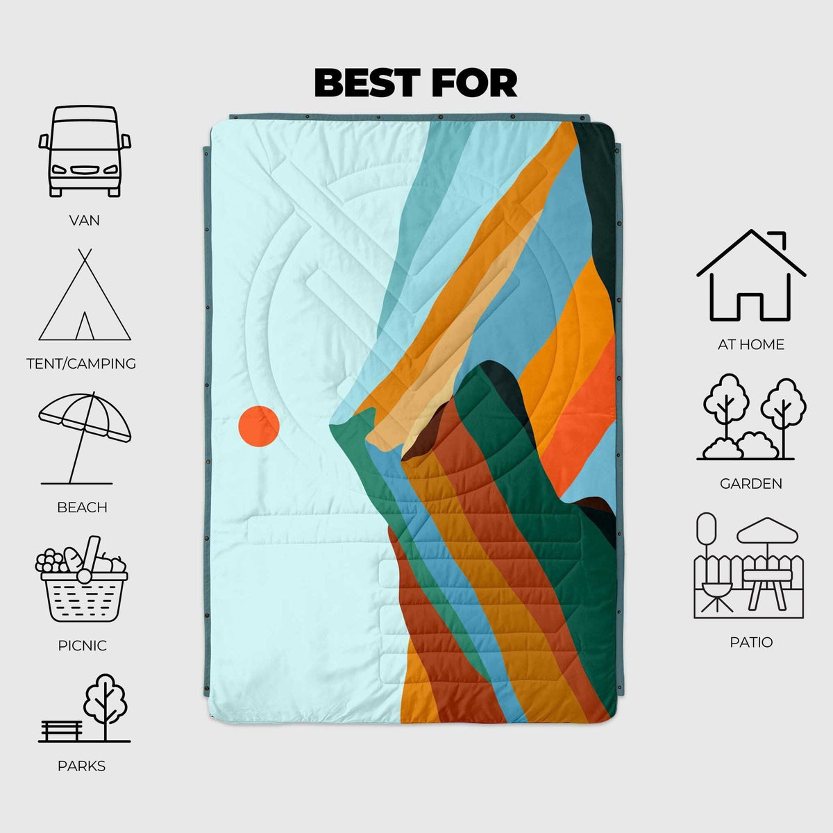 VOITED Recycled Ripstop Outdoor Camping Blanket - Blue Mountain Blankets VOITED