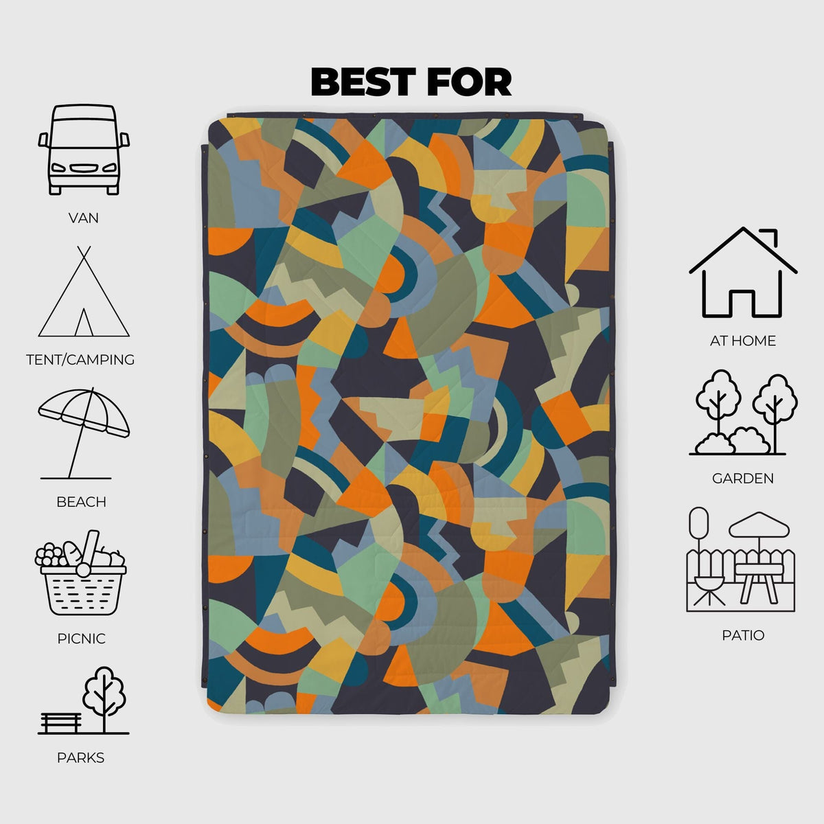 VOITED Recycled Ripstop Outdoor Camping Blanket - Farmers Market/Graphite Blankets VOITED