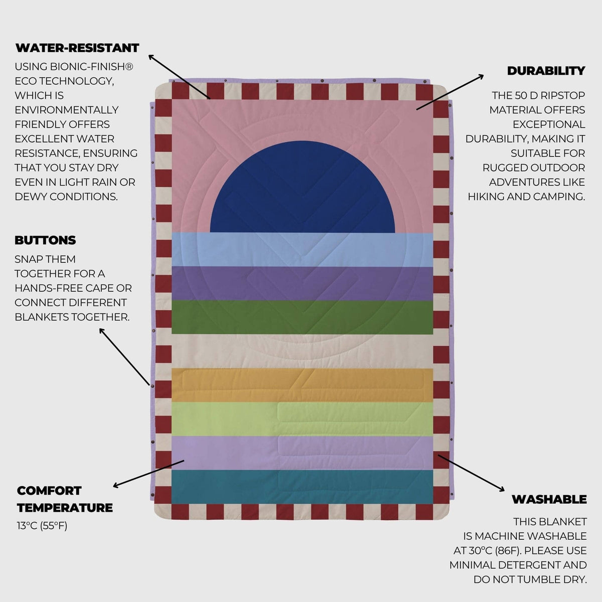 VOITED Recycled Ripstop Outdoor Camping Blanket - Moon River Blankets VOITED