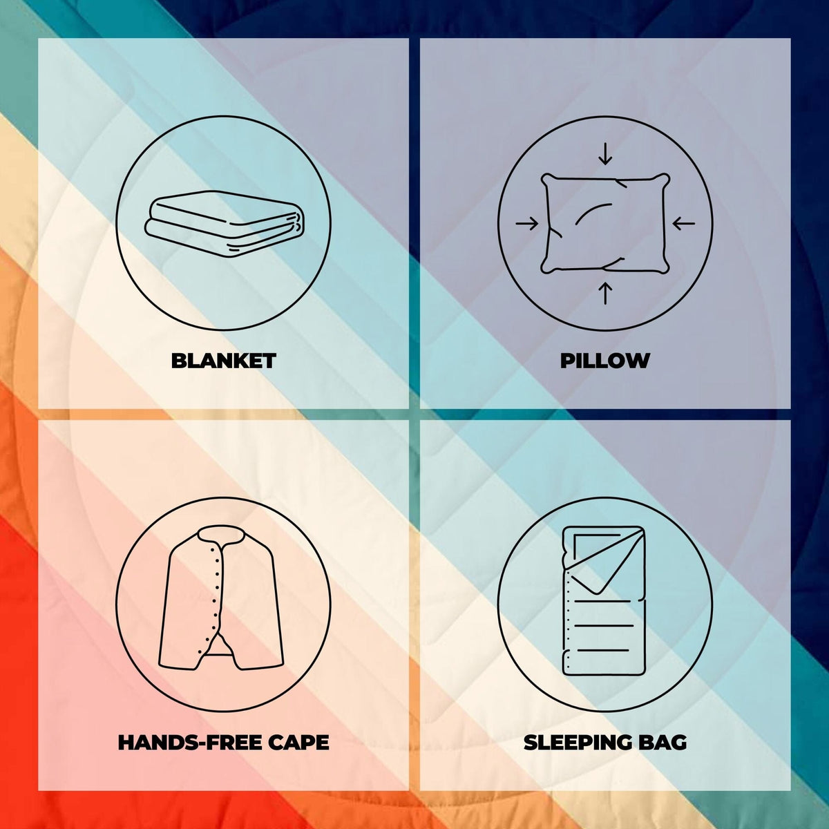 VOITED Recycled Ripstop Outdoor Camping Blanket - Rainbow Blankets VOITED