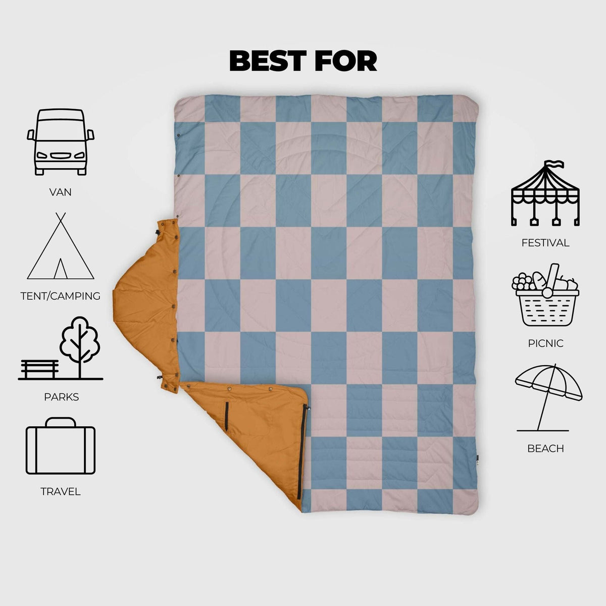 VOITED Recycled Ripstop Travel Blanket - Blue Dancer/Sundial Blankets VOITED