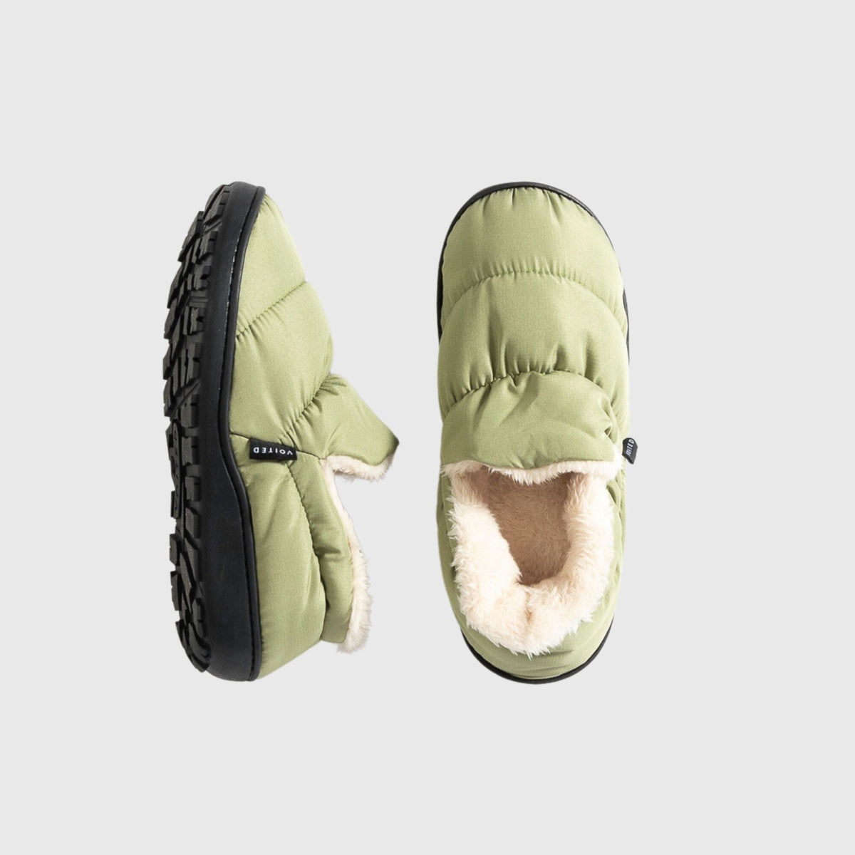 VOITED CloudTouch® Slippers - Lightweight, Indoor/Outdoor Fleece-Lined Camping Slippers - Olive Footwear VOITED