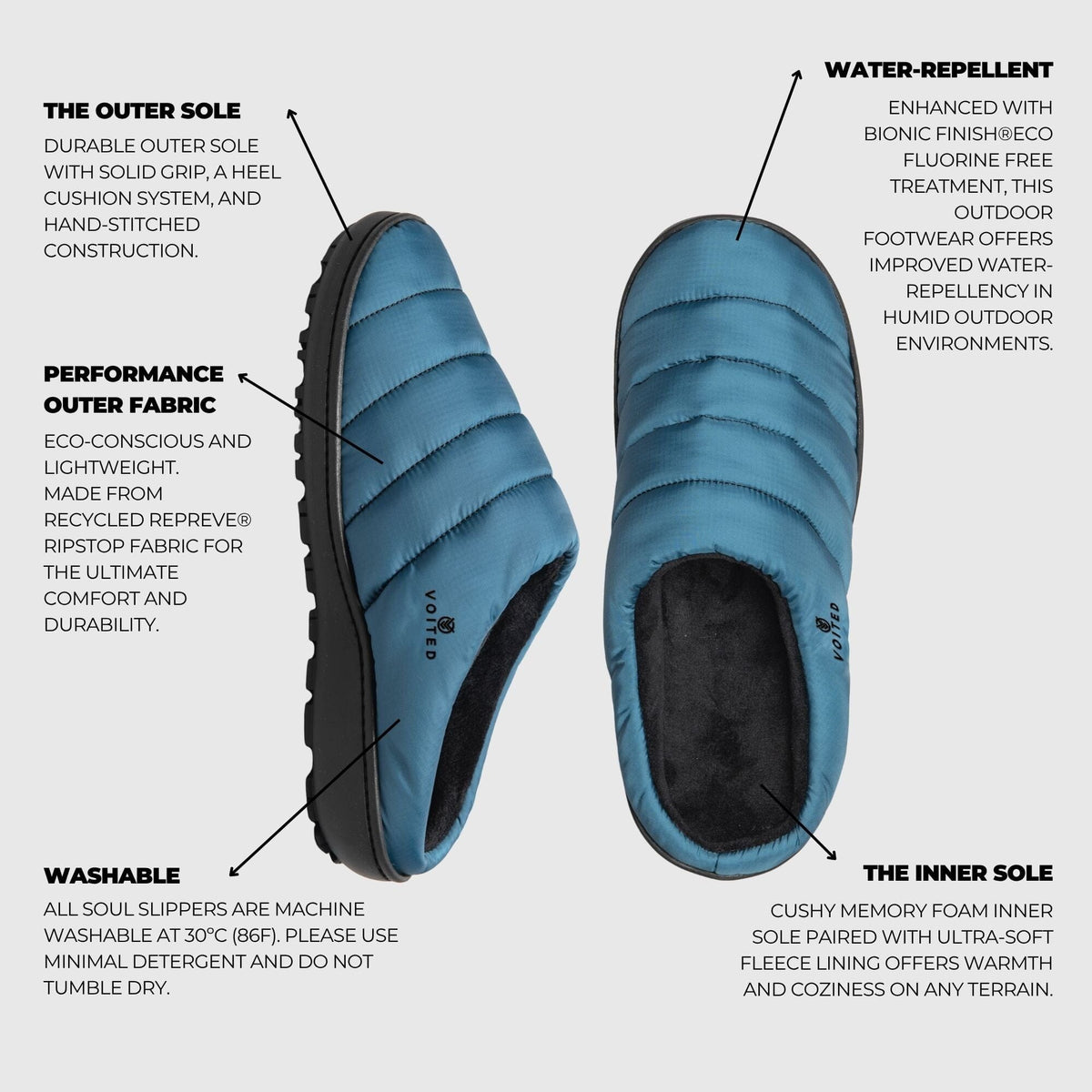 VOITED Soul Slipper - Lightweight, Indoor/Outdoor Camping Slippers - Legion Blue Footwear VOITED