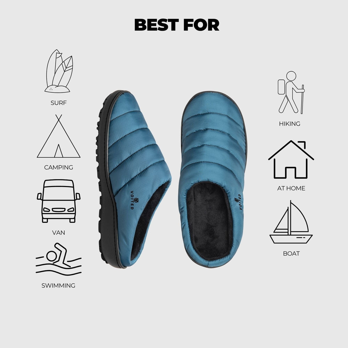 VOITED Soul Slipper - Lightweight, Indoor/Outdoor Camping Slippers - Legion Blue Footwear VOITED