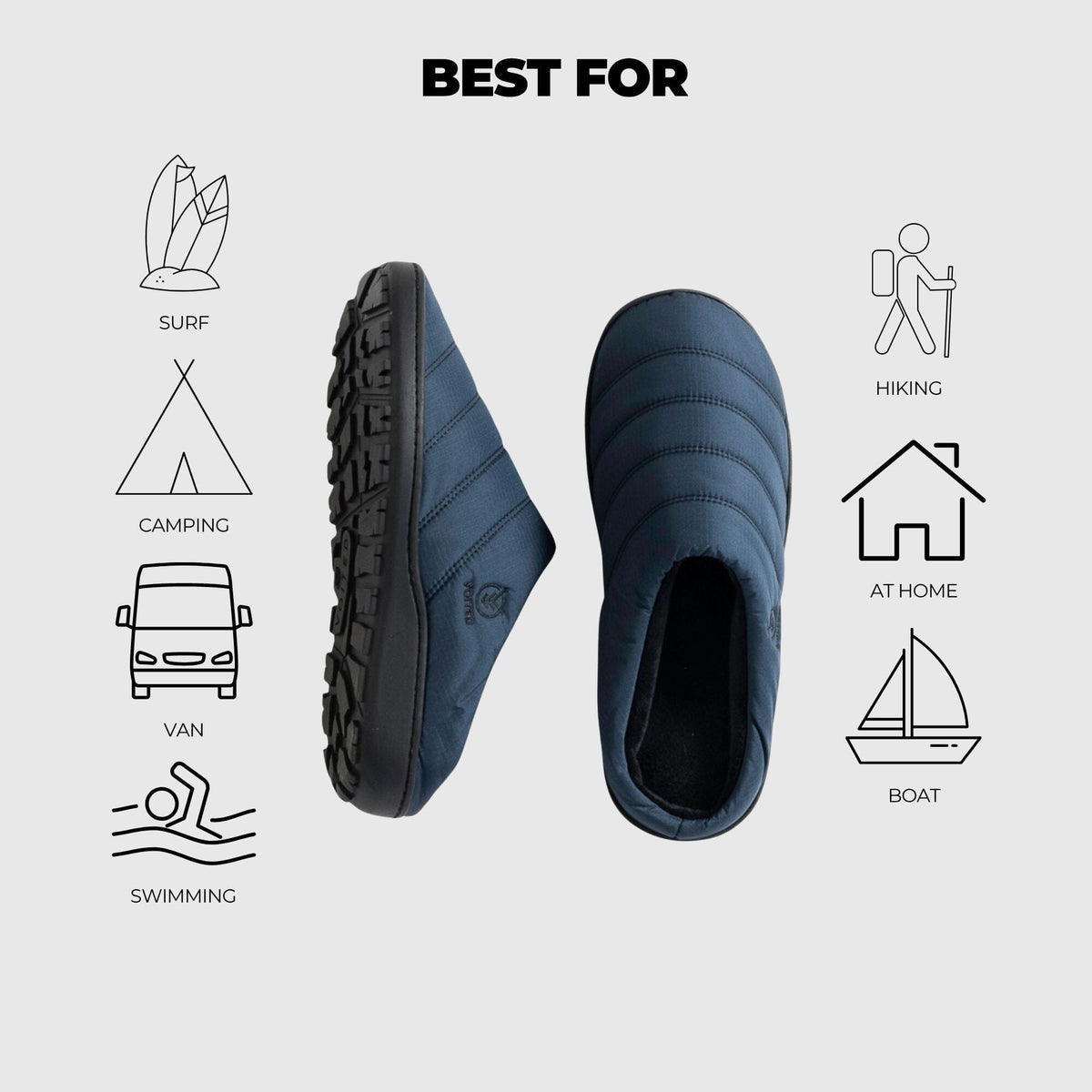 VOITED Soul Slipper - Lightweight, Indoor/Outdoor Camping Slippers - Ocean Navy Footwear VOITED