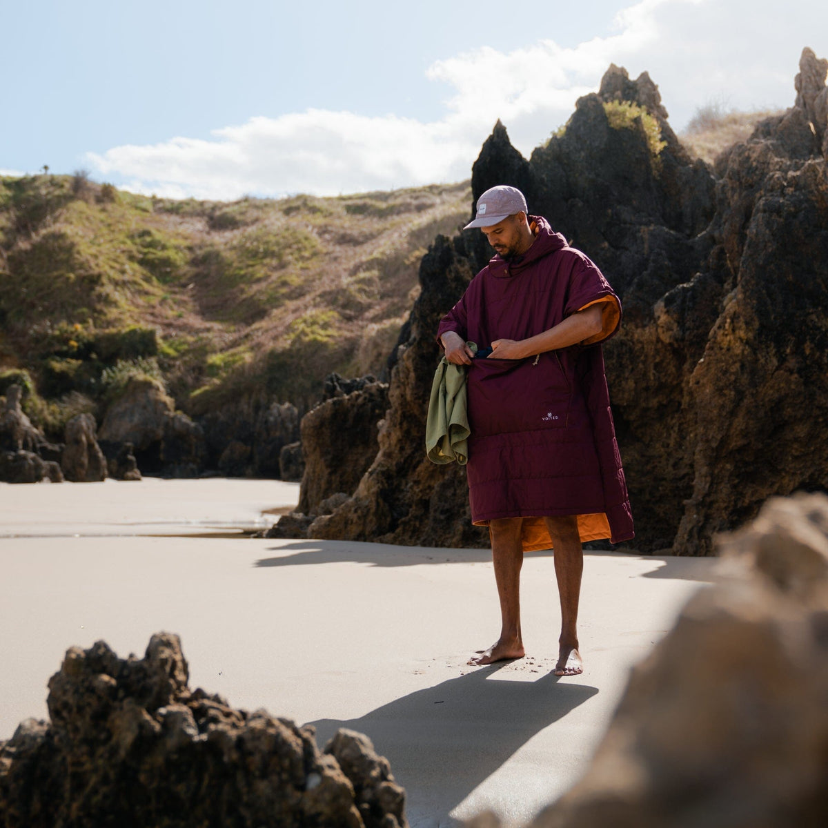 VOITED 2nd Edition Outdoor Poncho for Surfing, Camping, Vanlife & Wild Swimming - Cardinal Changewear VOITED