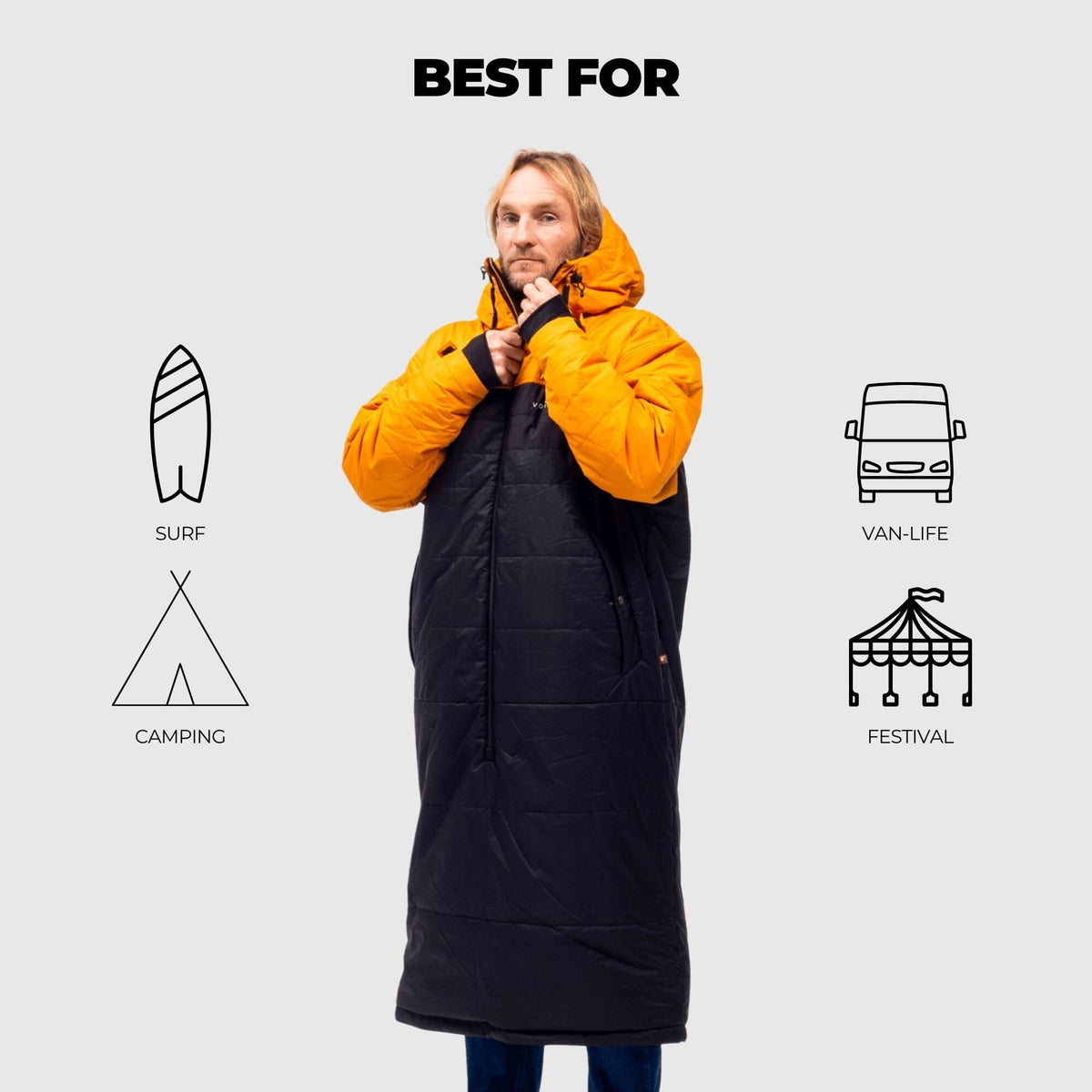 VOITED Premium Slumber Jacket for Camping, Vanlife & Indoor - Desert / Black / Navy Blankets VOITED