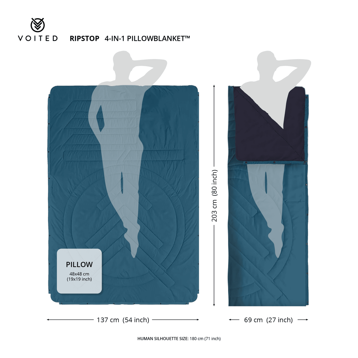 VOITED Recycled Ripstop Outdoor Camping Blanket - Rainbow Blankets VOITED