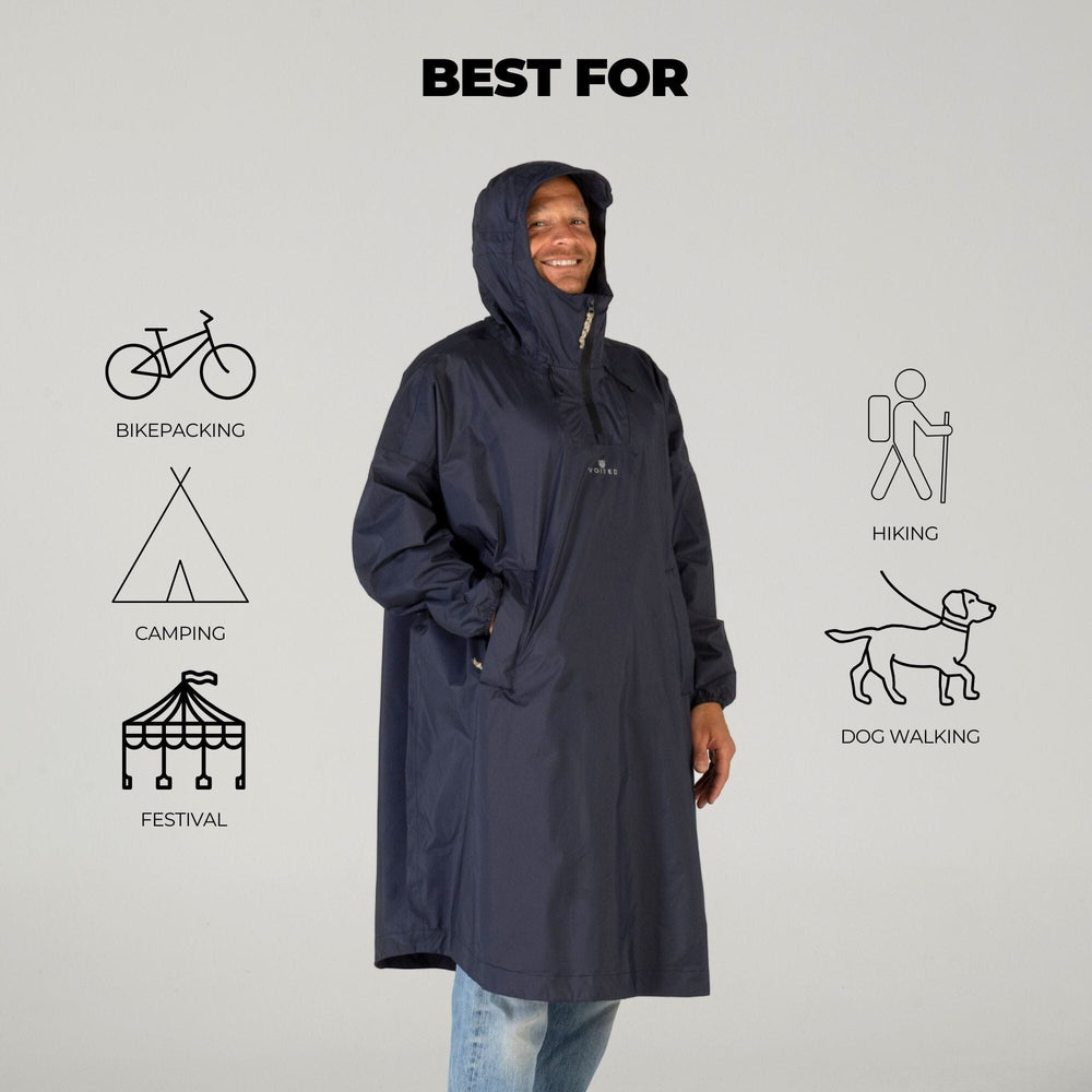 VOITED Rain Poncho 2.0 - Graphite | Waterproof & Packable – VOITED EU