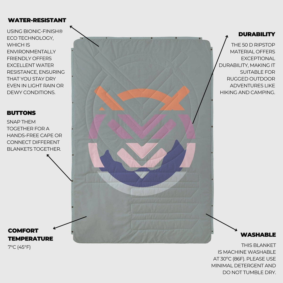 VOITED CloudTouch® Indoor/Outdoor Camping Blanket - Echo Bloom Blankets VOITED 