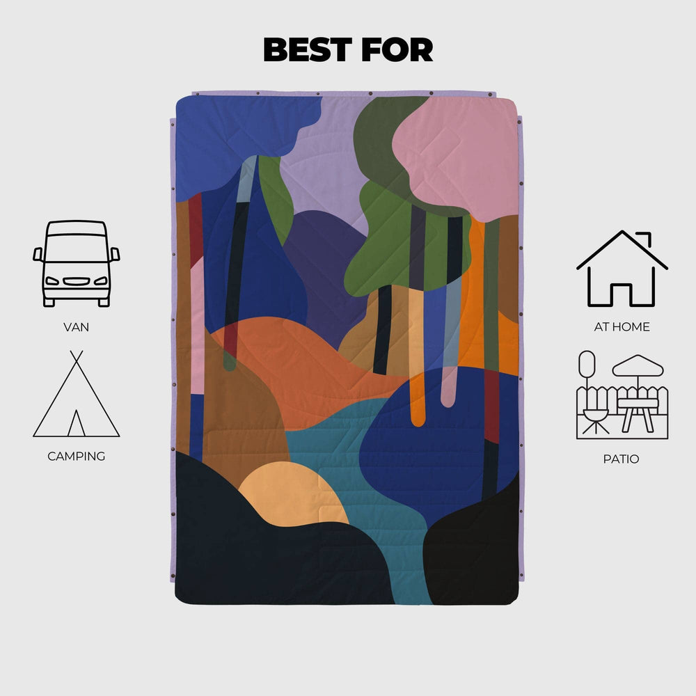 VOITED CloudTouch® Indoor/Outdoor Camping Blanket - Bubbly Forest