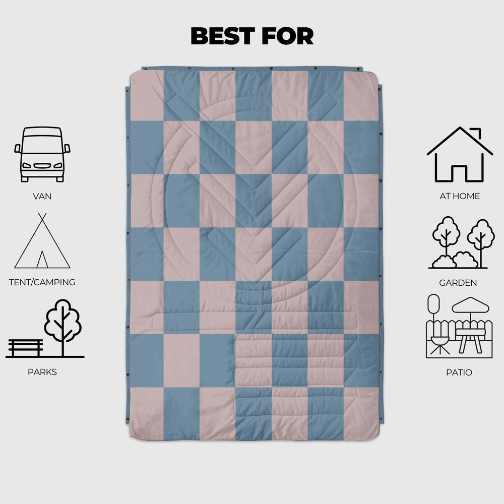 VOITED Fleece Outdoor Camping Blanket - Blue Dancer