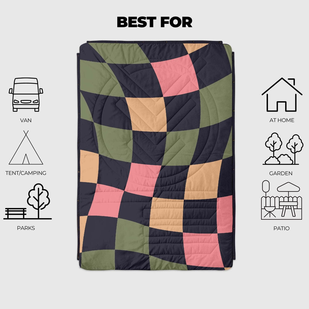 VOITED Fleece Outdoor Camping Blanket - Wavecheck