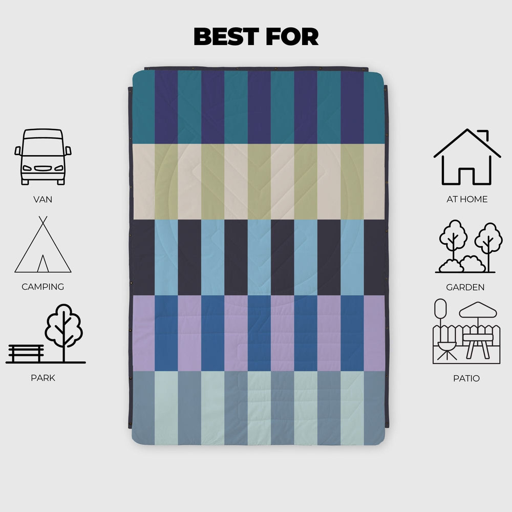 VOITED Fleece Outdoor Camping Blanket - Azure