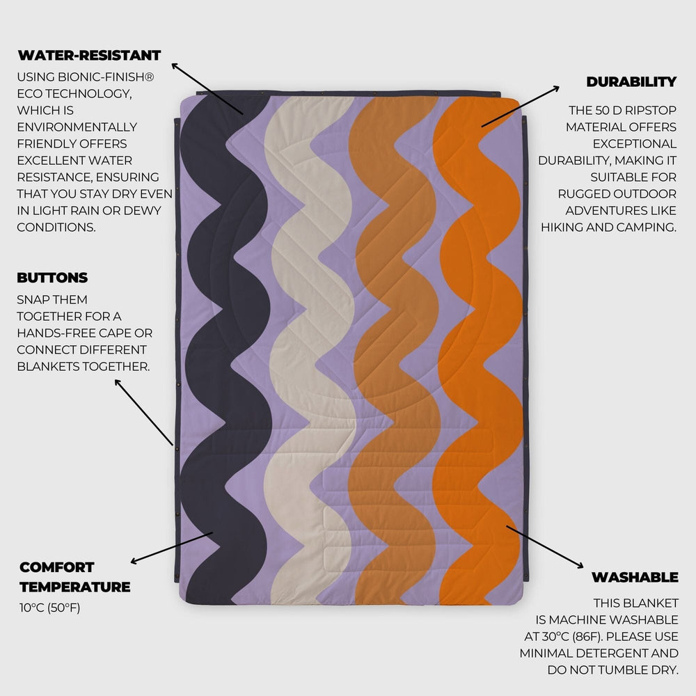 VOITED Fleece Outdoor Camping Blanket - Tide