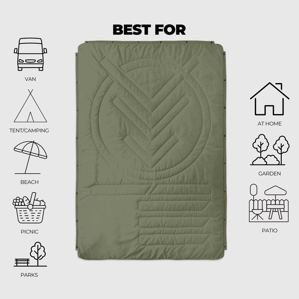 
VOITED Couverture de camping extérieure en Ripstop recyclé - Olive/Mountain Spring

