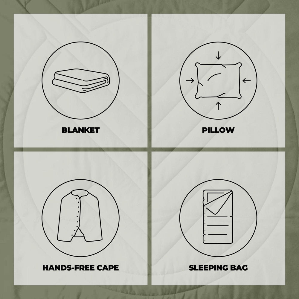 
VOITED Couverture de camping extérieure en Ripstop recyclé - Olive/Mountain Spring
