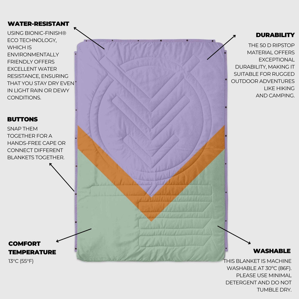 
VOITED Couverture de camping extérieure en Ripstop recyclé - Spring Break/Digital Lavender
