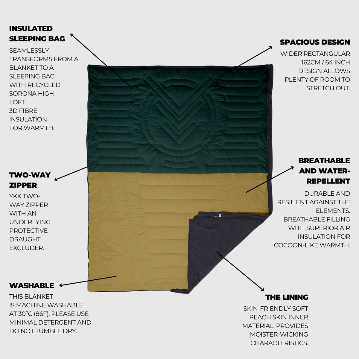 versalite schlafsack VOITED Slumber Zip Sack Blanket - Green Gables