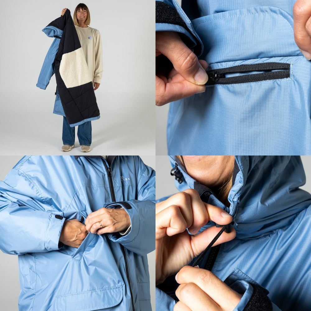 
VOITED 3e Édition Manteau de Changement Extérieur & Drycoat pour le Surf, le Camping, la Vie en Van & la Natation en Milieu Sauvage - Olive
