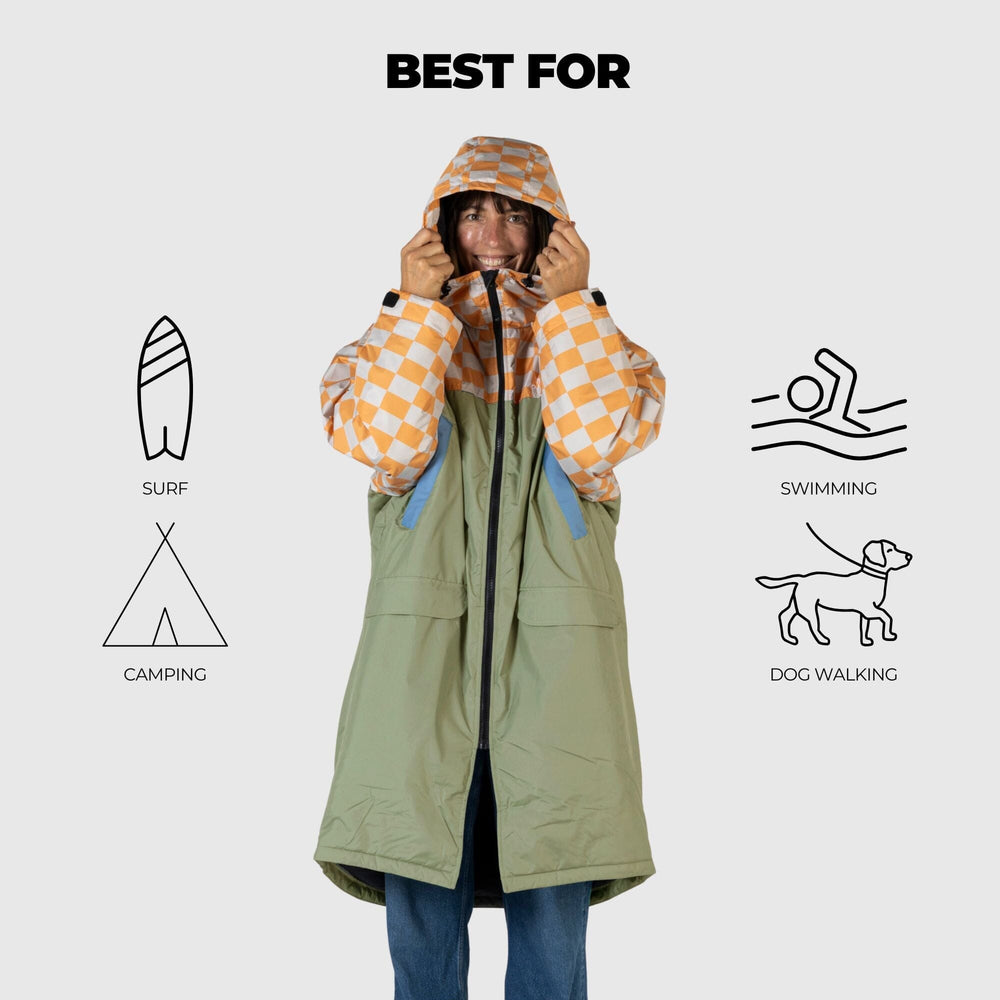 
VOITED 3e Édition Manteau de Changement Extérieur & Drycoat pour le surf, le camping, la vie en van et la baignade en pleine nature - Soleil au rendez-vous
