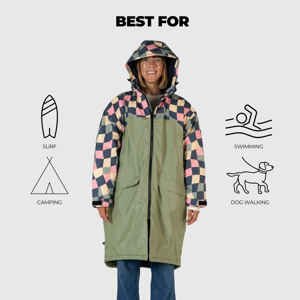 
VOITED 3e Édition Manteau de Changement Extérieur & Drycoat pour le Surf, le Camping, la Vie en Van & la Natation en Eau Libre - Wavecheck

