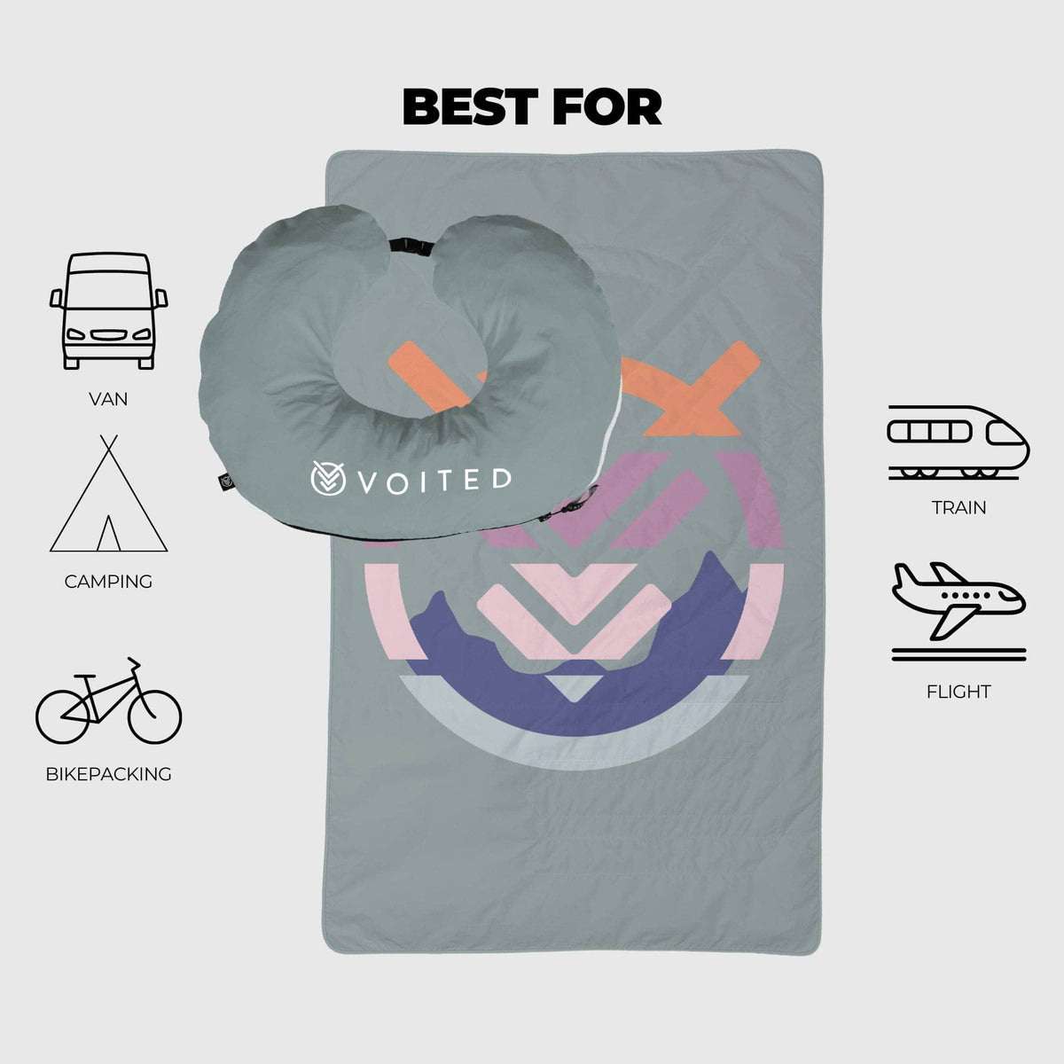 VOITED NeckPack™ Travel PillowBlanket™ - Echo Bloom Blankets VOITED 