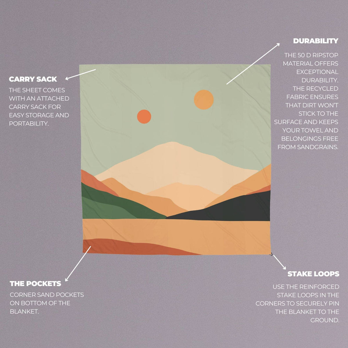 VOITED Sandfree Beach Sheet - Jasper Green Accessories VOITED 