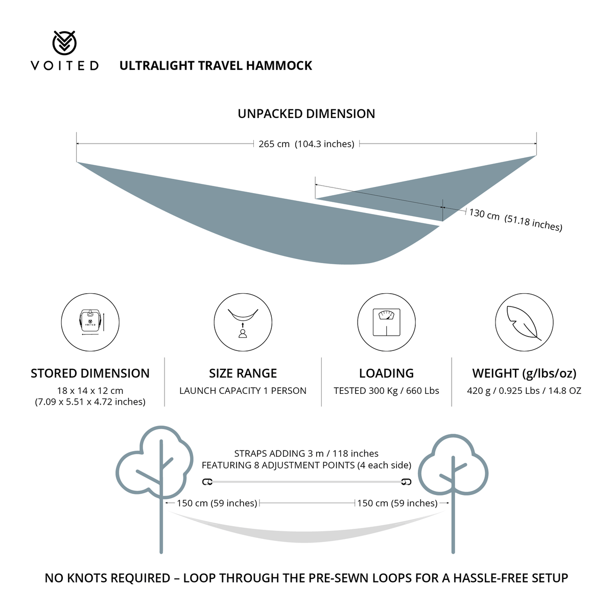 voited hängematte VOITED Ultralight Travel Hammock - Beams