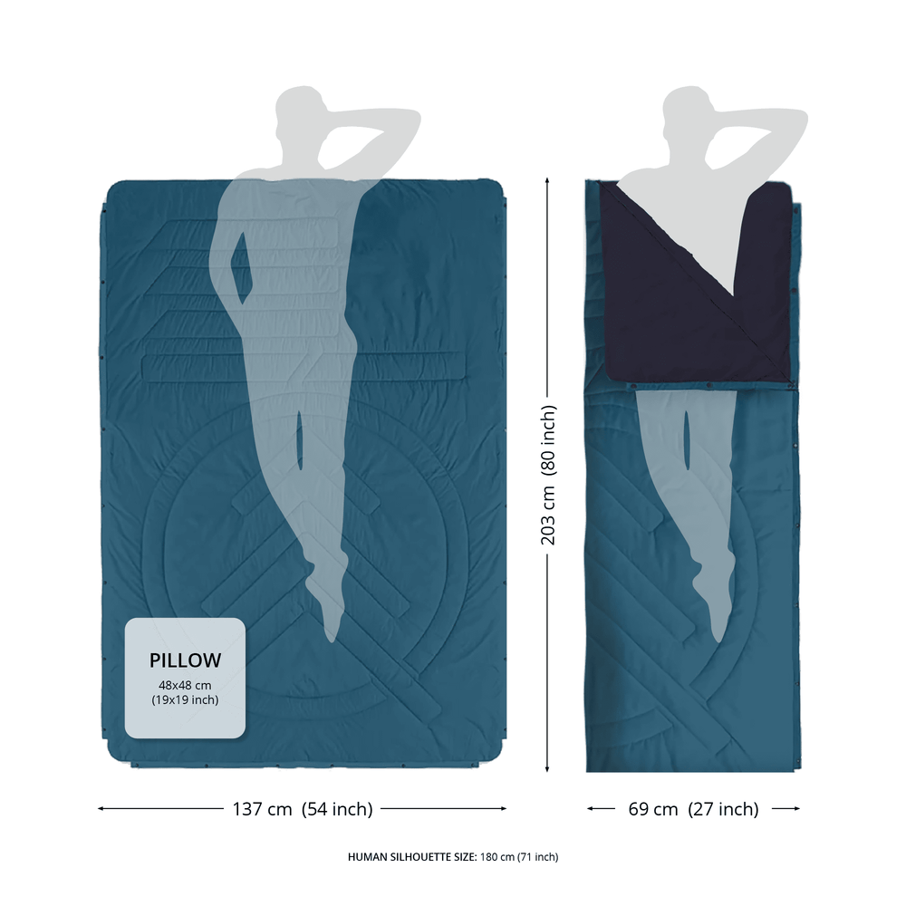 
VOITED Couverture de camping extérieure en Ripstop recyclé - Green Gabels / Dusty Sand
